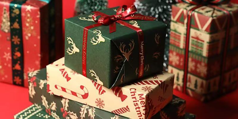 Oversized kraft DIY Christmas wrapping paper for holiday crafts