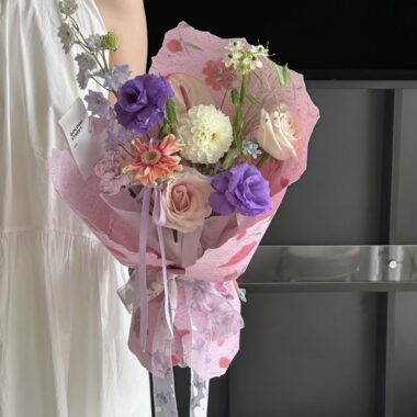 Petal texture flat kraft floral flower wrapping paper