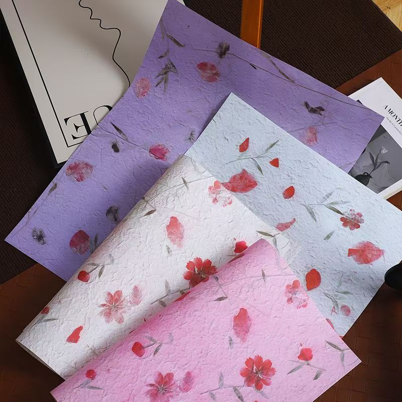 Petal texture flat kraft floral flower wrapping paper