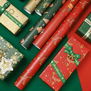 Premium Christmas wrapping paper with festive patterns