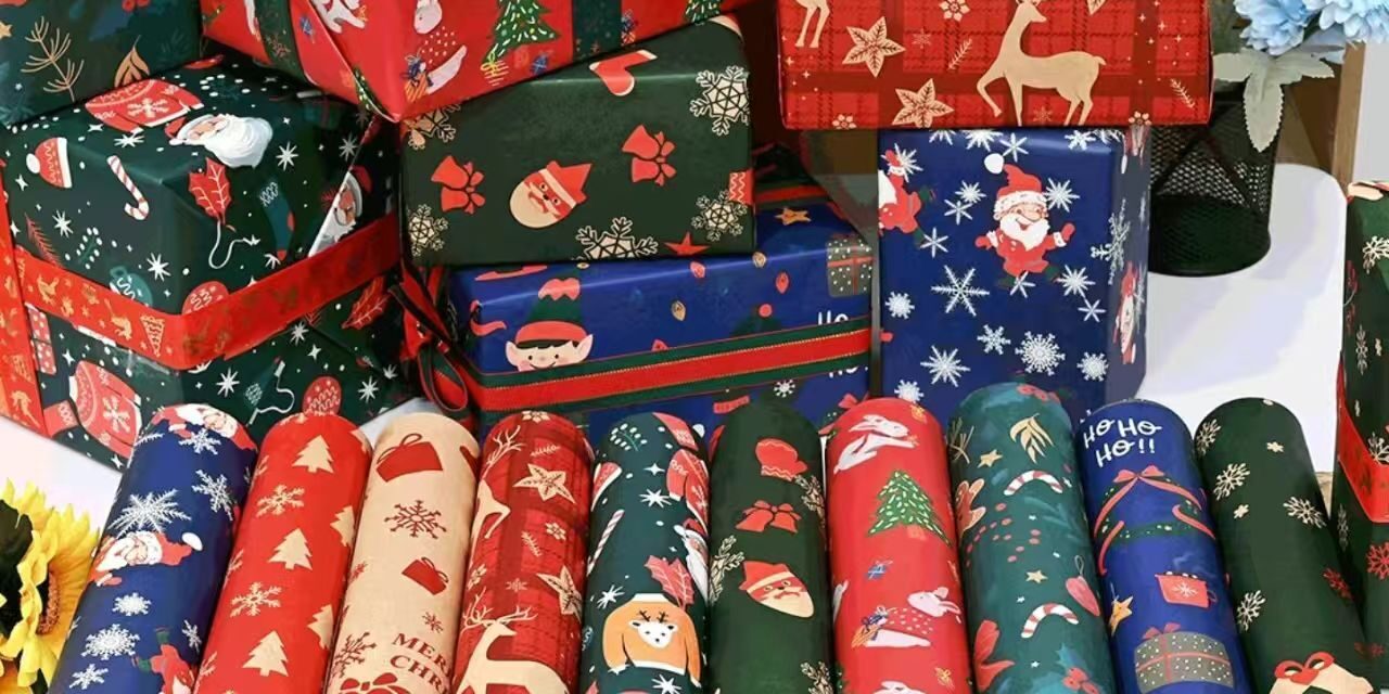 Premium Christmas wrapping paper with festive patterns