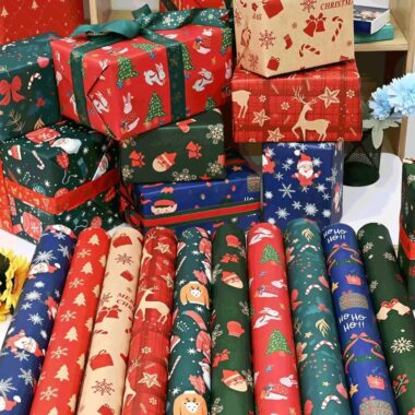 Premium Christmas wrapping paper with festive patterns