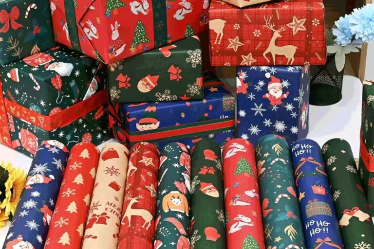 Premium Christmas wrapping paper with festive patterns
