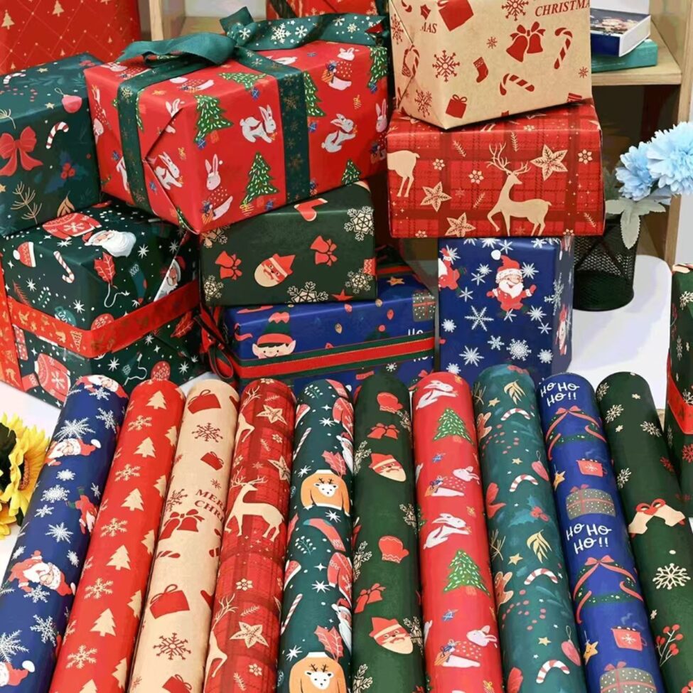 Premium Christmas wrapping paper with festive patterns