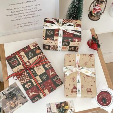 Large premium kraft Christmas gift wrapping paper sheets