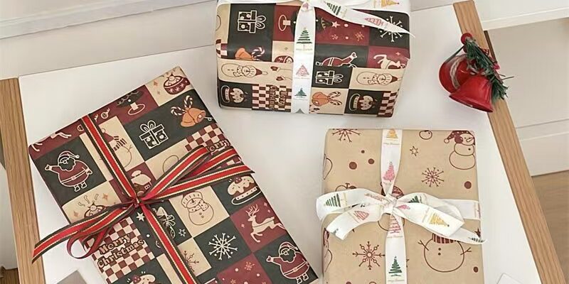 Large premium kraft Christmas gift wrapping paper sheets