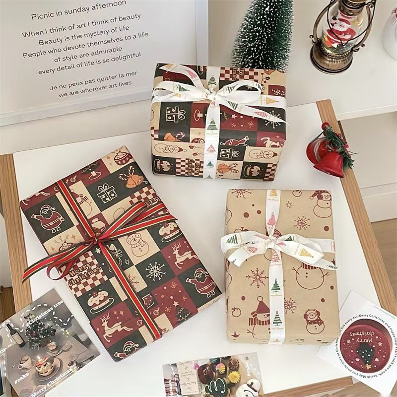 Large premium kraft Christmas gift wrapping paper sheets