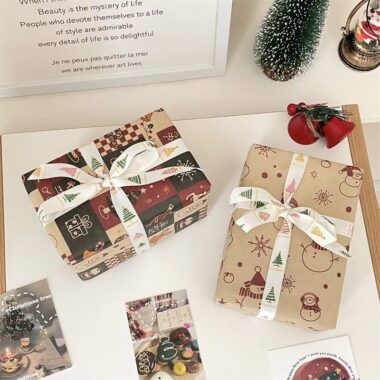 Large premium kraft Christmas gift wrapping paper sheets