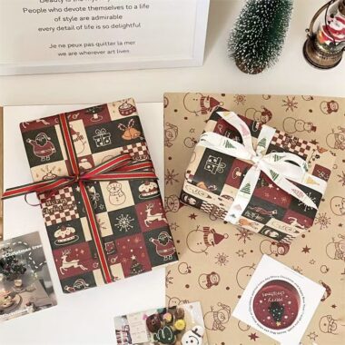 Large premium kraft Christmas gift wrapping paper sheets