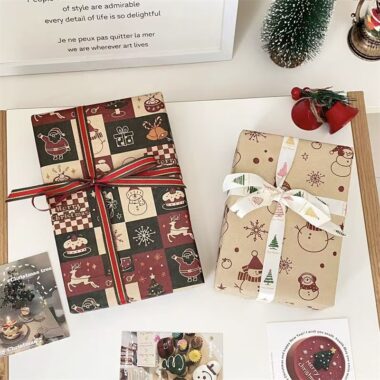 Large premium kraft Christmas gift wrapping paper sheets