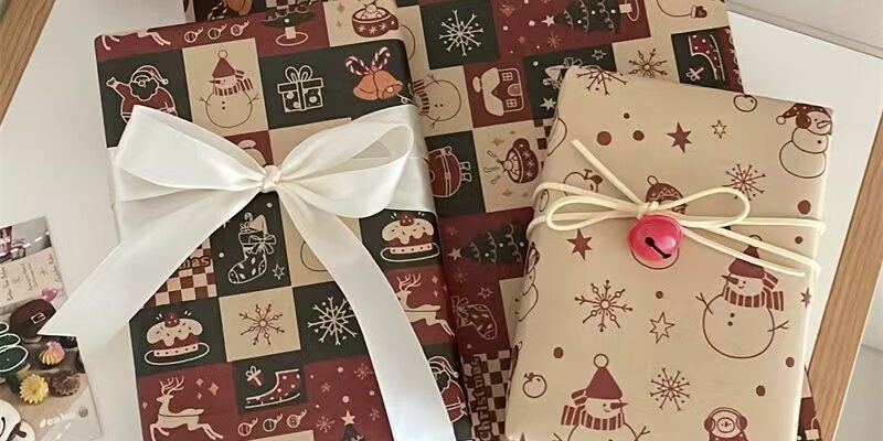 Thick kraft Christmas wrapping paper for festive gifts