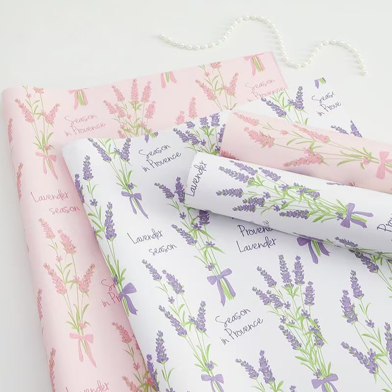 Premium lavender DIY floral flower wrapping paper sheets
