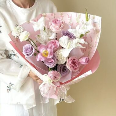 Premium lavender DIY floral flower wrapping paper sheets