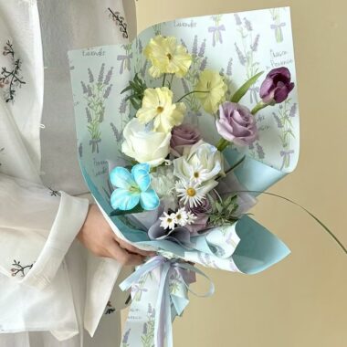 Premium lavender DIY floral flower wrapping paper sheets