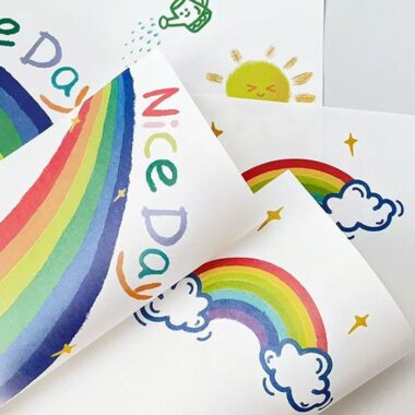 Rainbow minimalist kraft DIY flower wrapping paper