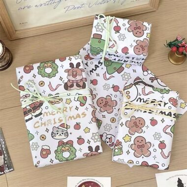 Cute reindeer cartoon kraft Christmas wrapping paper