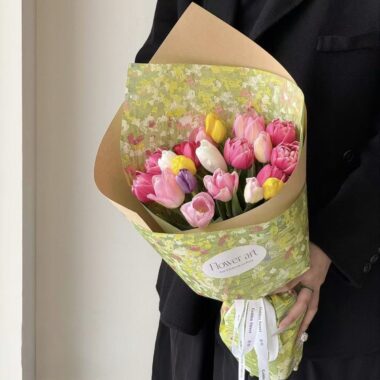 Spring pastoral thick oil-painting flower wrapping paper