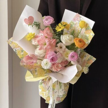 Spring pastoral thick oil-painting flower wrapping paper