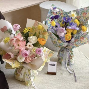 Spring pastoral thick oil-painting flower wrapping paper