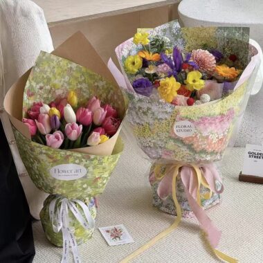 Spring pastoral thick oil-painting flower wrapping paper