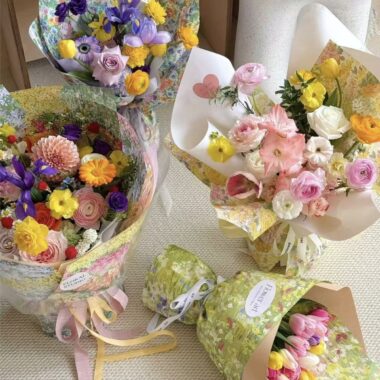 Spring pastoral thick oil-painting flower wrapping paper