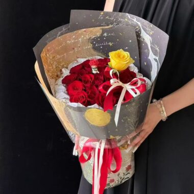 Starry romantic waterproof floral wrapping paper in dark tones