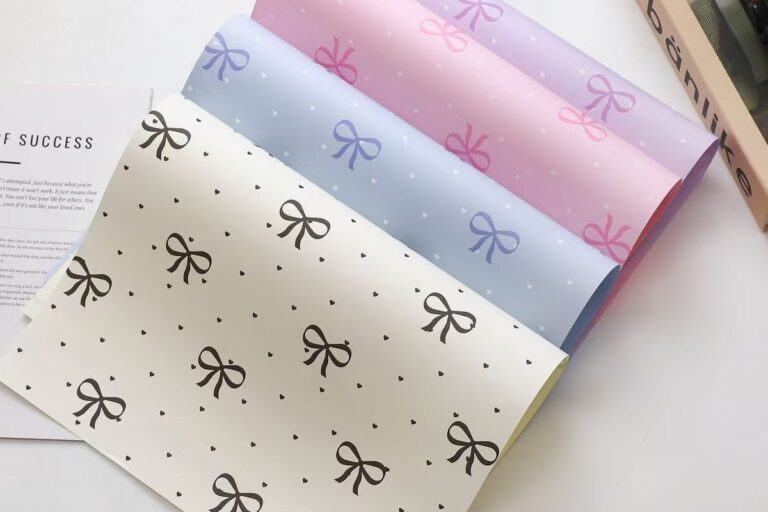 Sweet bow floral wrapping paper in pastel romantic style