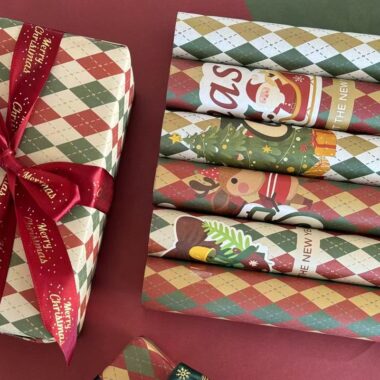 Thick kraft plaid Christmas wrapping paper for gifting