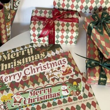 Thick kraft plaid Christmas wrapping paper for gifting