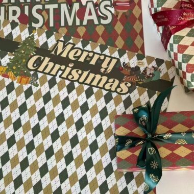 Thick kraft plaid Christmas wrapping paper for gifting