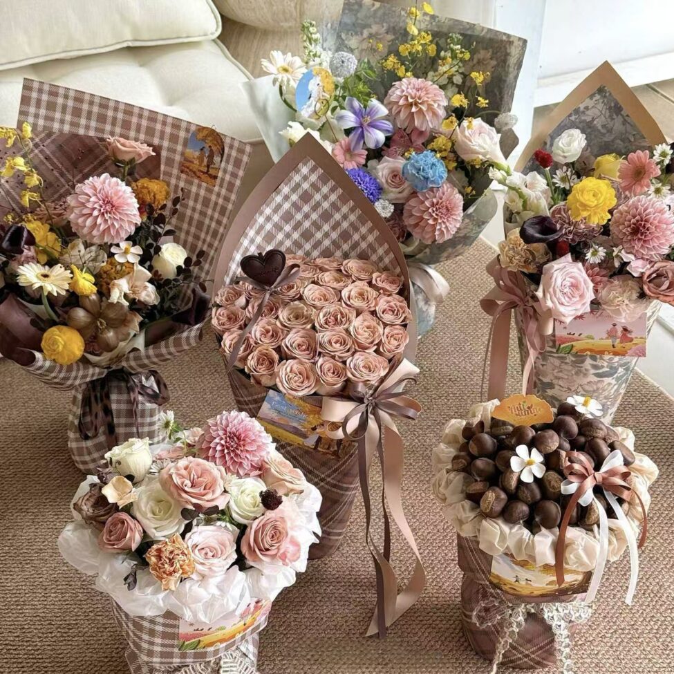 Vintage autumn kraft atmosphere flower wrapping paper