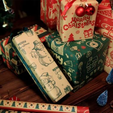 Vintage color kraft Christmas wrapping paper for festive gifts