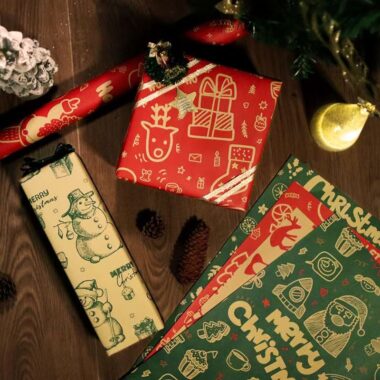 Vintage color kraft Christmas wrapping paper for festive gifts