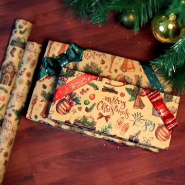 Vintage color kraft Christmas wrapping paper for festive gifts