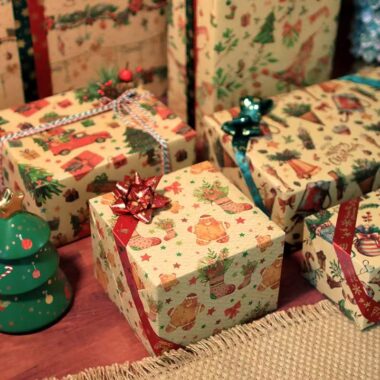 Vintage color kraft Christmas wrapping paper for festive gifts