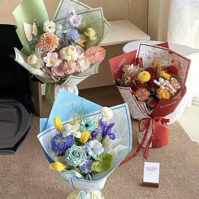 Vintage European waterproof floral flower wrapping paper