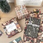 Vintage large kraft Christmas wrapping paper sheets