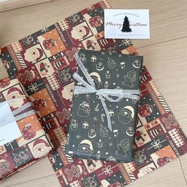 Vintage large kraft Christmas wrapping paper sheets