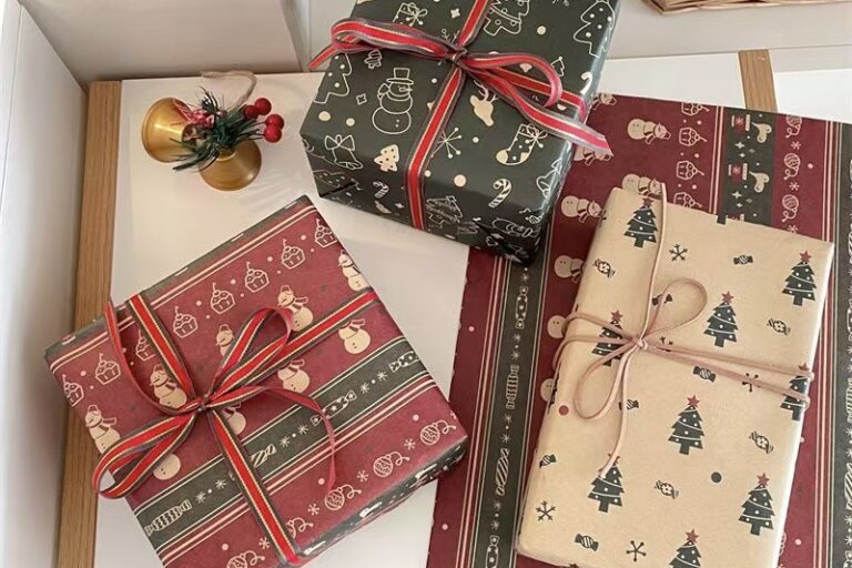 Vintage thick kraft Christmas wrapping paper for gifts