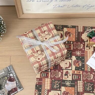 Vintage large kraft Christmas wrapping paper sheets