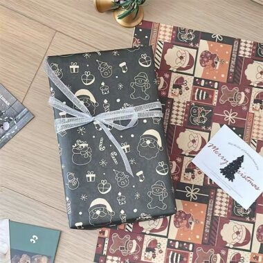 Vintage large kraft Christmas wrapping paper sheets