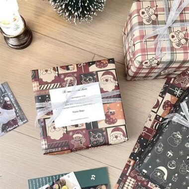 Vintage large kraft Christmas wrapping paper sheets