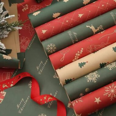 Vintage oversized retro Christmas wrapping paper sheets