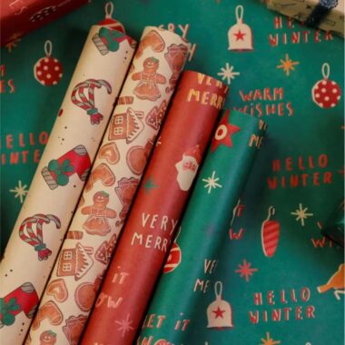 Vintage oversized retro Christmas wrapping paper sheets