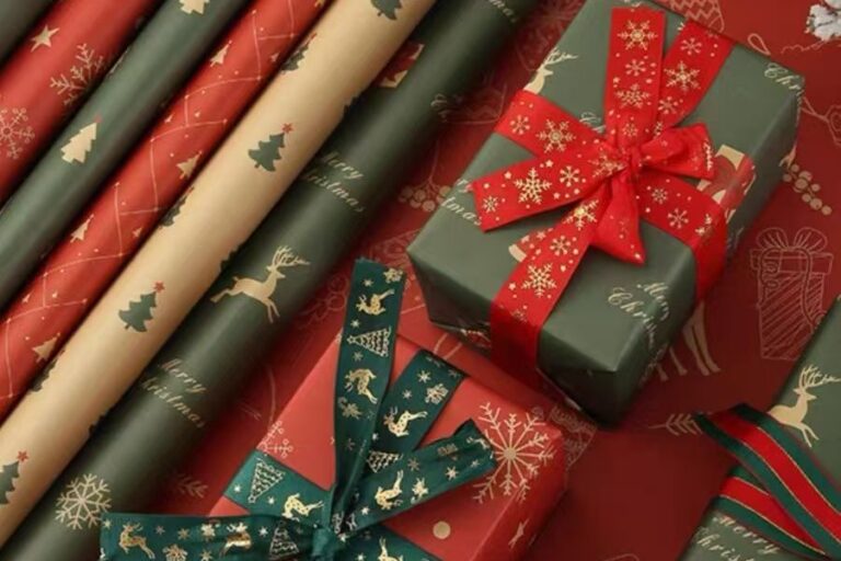 Vintage oversized retro Christmas wrapping paper sheets