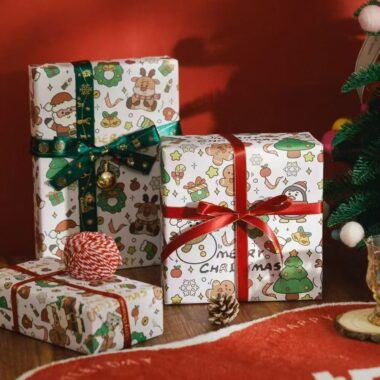 Vintage pet-themed Christmas wrapping paper for gifts