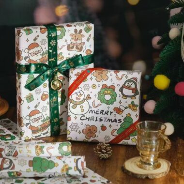 Vintage pet-themed Christmas wrapping paper for gifts