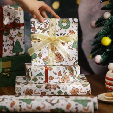 Vintage pet-themed Christmas wrapping paper for gifts