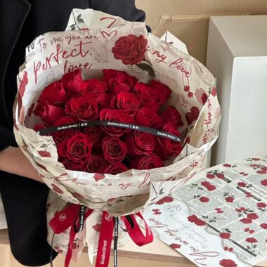 Vintage romantic floral wrapping paper with retro flower print