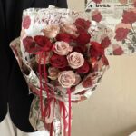 Vintage romantic floral wrapping paper with retro flower print